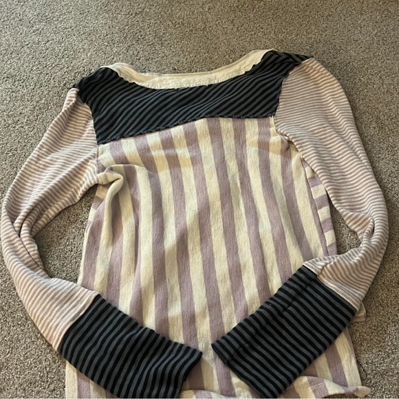 We The Free Pink and White Buttoned Ribbed Blouse - Picture 3 of 6